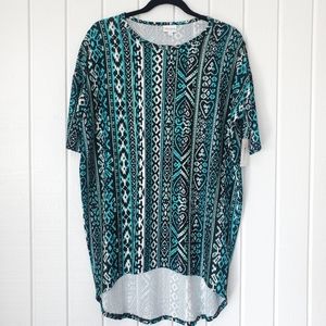 Lularoe Irma Tunic Top XS Leggings Material Turquoise Black NWT